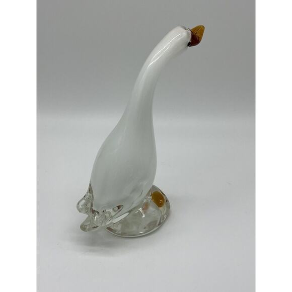 Vintage Hand Glass Blown White Goose Duck 7.5”H Figurine Statue Collectible - Picture 9 of 10